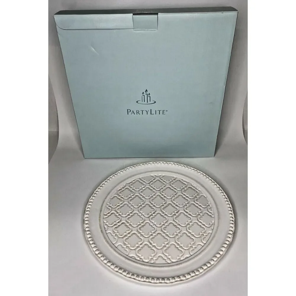 PartyLite Villa Bianca Pillar Garden Tray Retired 11